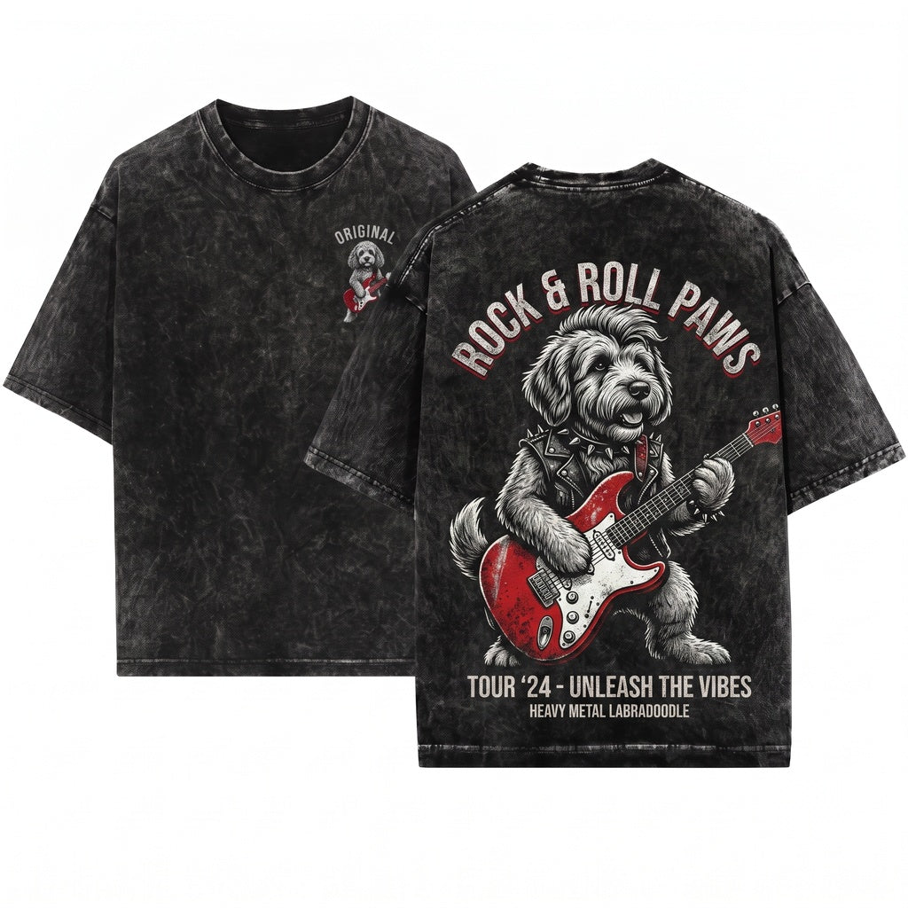 Cavapoo Rocker Guitar Music Dog Lover Gift Funny Doodle Pet Apparel Unisex Wash T-Shirt