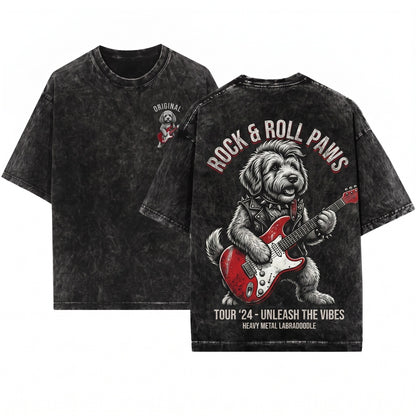 Cavapoo Rocker Guitar Music Dog Lover Gift Funny Doodle Pet Apparel Unisex Wash T-Shirt