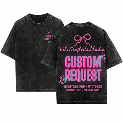 Custom Personalized Handpainted Graphic Business Request Art Print Unisex Wash T-Shirt