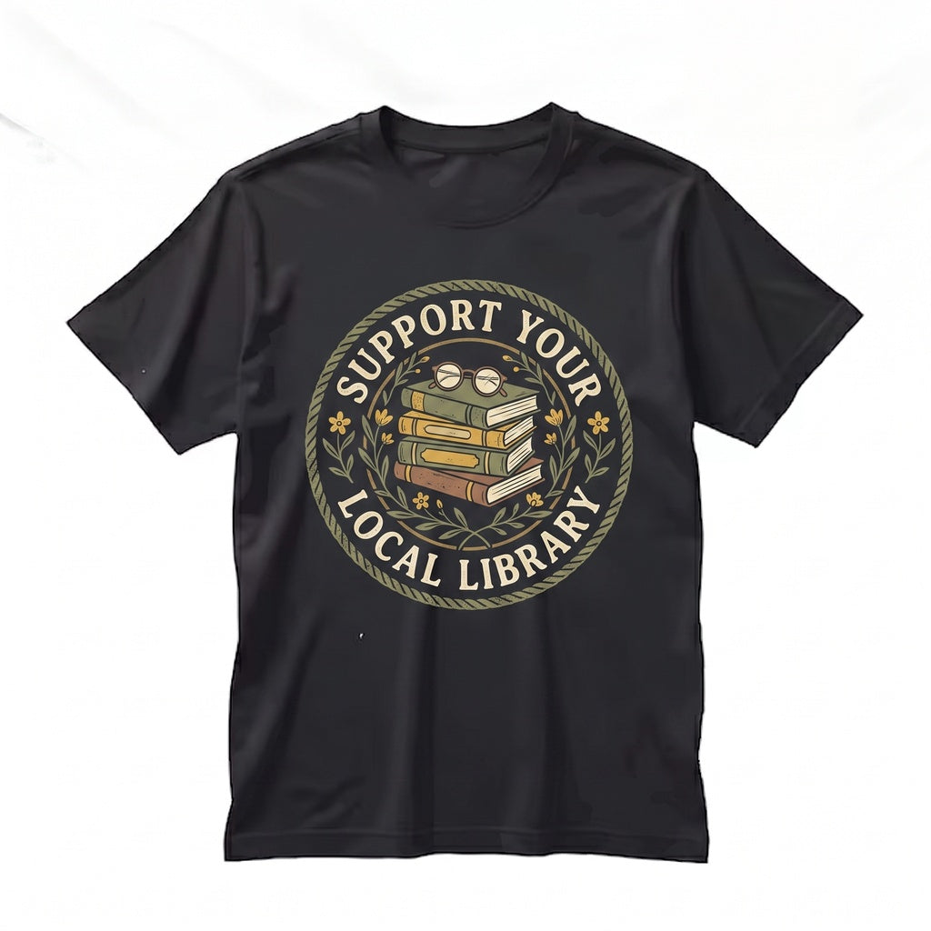 Support Your Local Library Embroidered Book Lover Literary Reading Gift Unisex TShirt