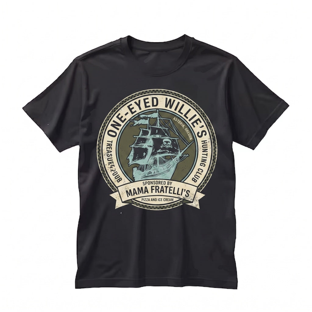 One Eyed Willy Pirate Treasure Map 80s Retro Cult Classic Vintage Graphic Unisex TShirt