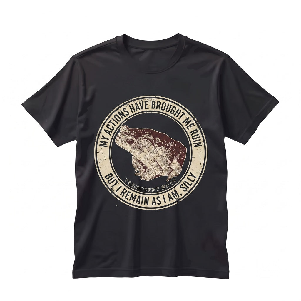 My Actions Brought Me Ruin Vintage Japanese Frog Graphic Cotton Apparel Unisex TShirt