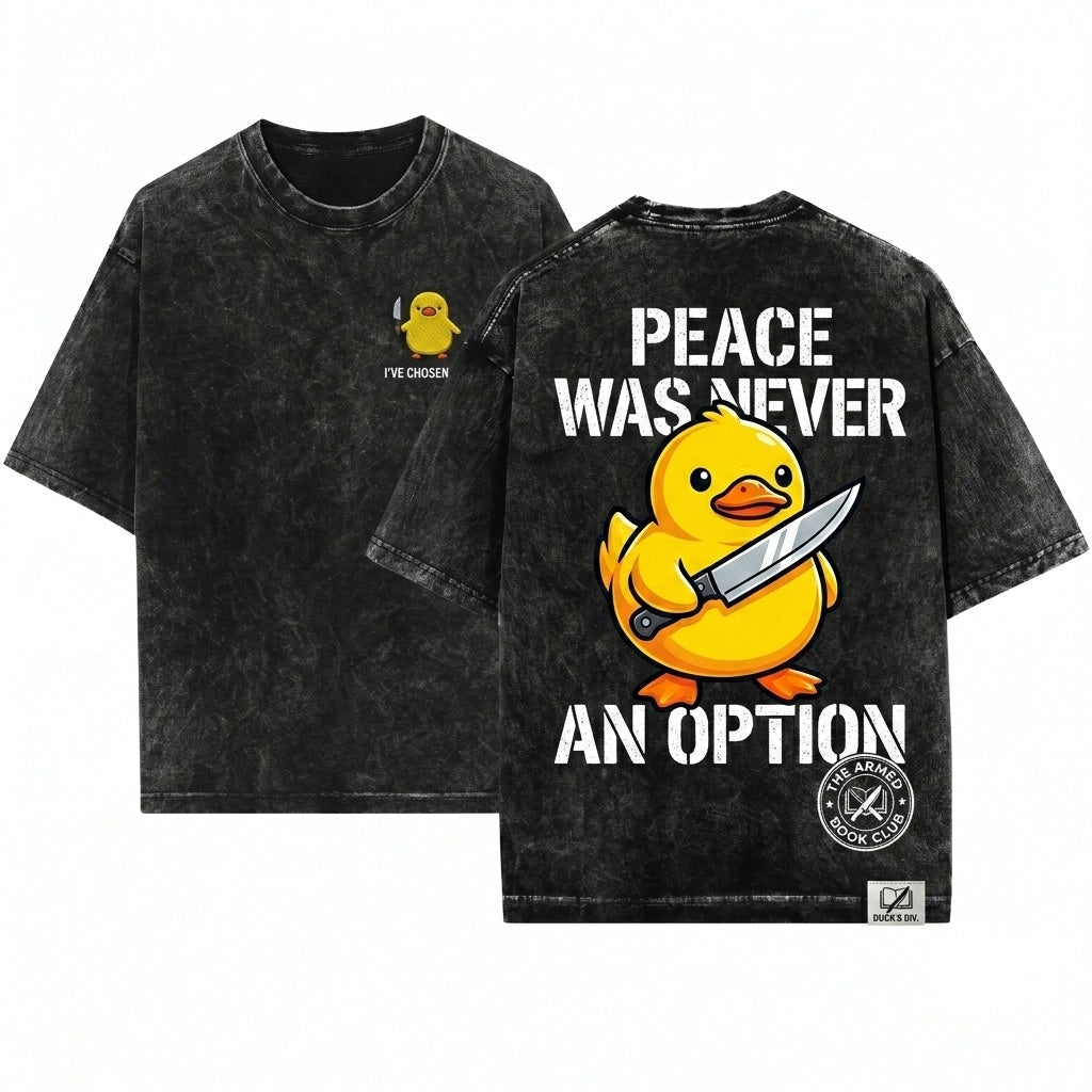 I Choose Violence Funny Embroidered Angry Duck Chaotic Meme Animal Gift Unisex Wash T-Shirt