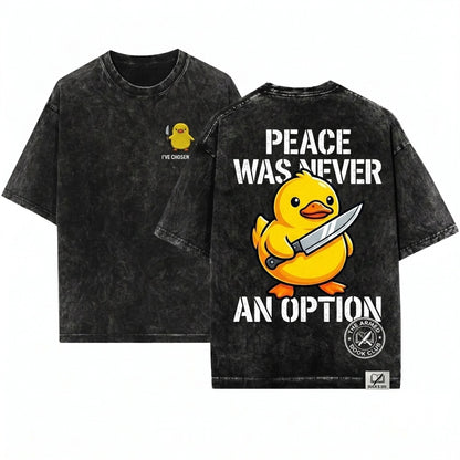 I Choose Violence Funny Embroidered Angry Duck Chaotic Meme Animal Gift Unisex Wash T-Shirt