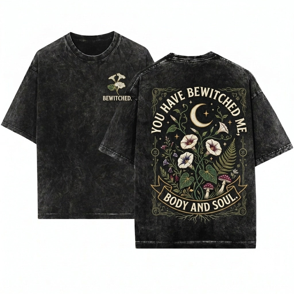 You Have Bewitched Me Mr Darcy Pride and Prejudice Floral Embroidered Bookish 1800s Vintage Gifts Unisex Wash T-Shirt