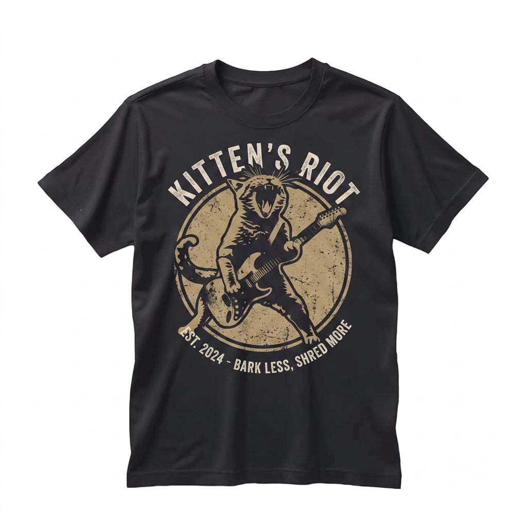 Vintage Rock Guitar Player Cat Retro Music Lover Graphic Gift Unisex TShirt