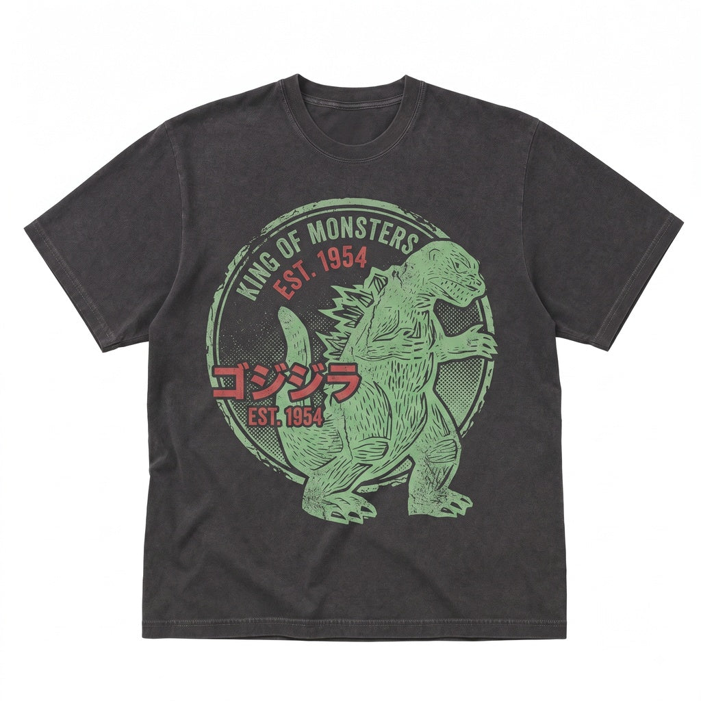 Retro 90s Japanese Kaiju Monster Movie Poster Minimalist Sci-Fi Horror Film Graphic Memorabilia Unisex TShirt