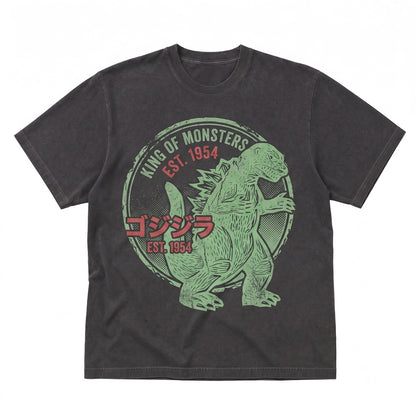Retro 90s Japanese Kaiju Monster Movie Poster Minimalist Sci-Fi Horror Film Graphic Memorabilia Unisex TShirt
