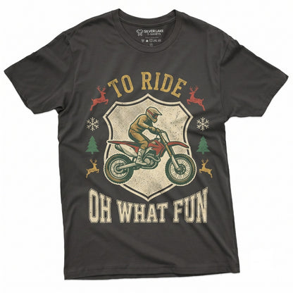 Oh What Fun It Is To Ride Christmas Motorsport Biker Motorcycle Rider Graphic Holiday Gift Unisex TShirt