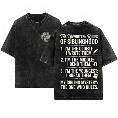 Sibling Matching Outfit Oldest Middle Youngest Sister Gift Best Friend Girls Trip Group Family Apparel Unisex Wash T-Shirt