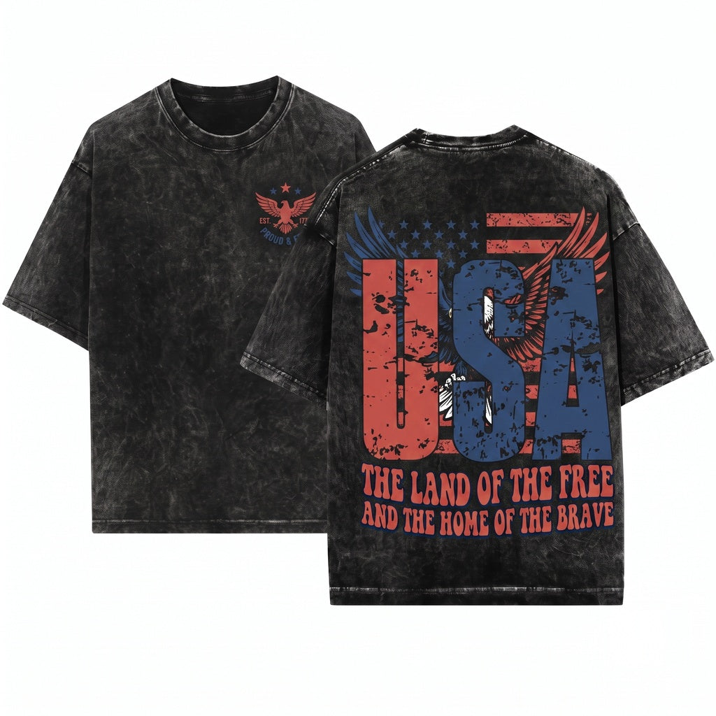 Vintage USA Patriotic America 4th of July Unisex Wash T-Shirt