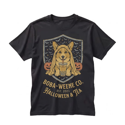 Cute Spooky Ghost Boba Corgi Dog Halloween Lover Gift Unisex TShirt