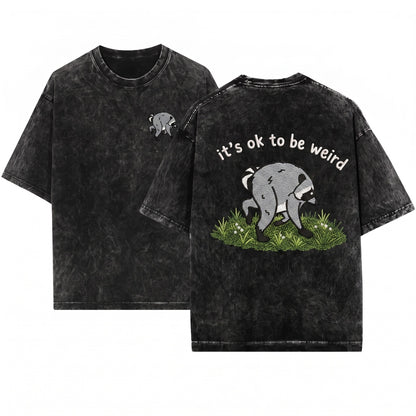 Embroidered Funny Raccoon Trash Panda Quirky Nature Lover Gift Graphic Apparel Unisex Wash T-Shirt