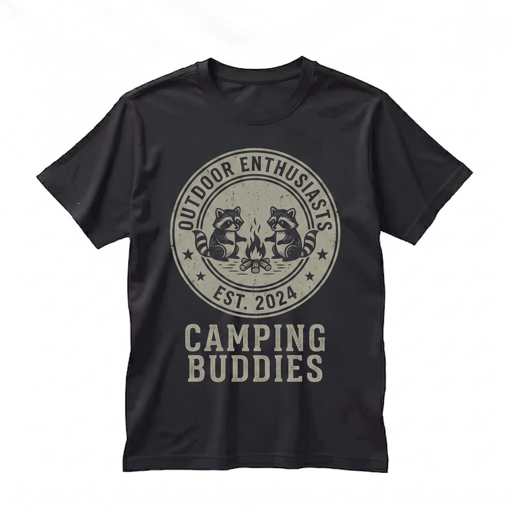 Funny Raccoon Camping Buddies Campfire Friends Cute Outdoor Wildlife Graphic Unisex TShirt