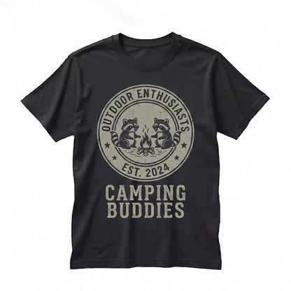 Funny Raccoon Camping Buddies Campfire Friends Cute Outdoor Wildlife Graphic Unisex TShirt