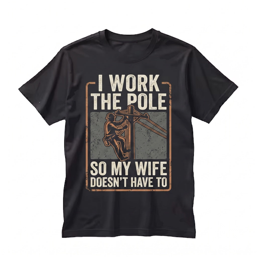 Funny Utility Lineman Retro Sunset Graphic Novelty Electrician Worker Humor Gift Unisex TShirt