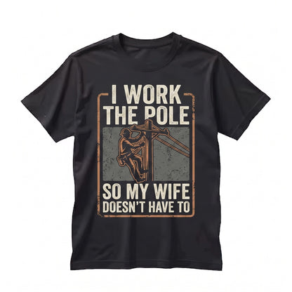 Funny Utility Lineman Retro Sunset Graphic Novelty Electrician Worker Humor Gift Unisex TShirt