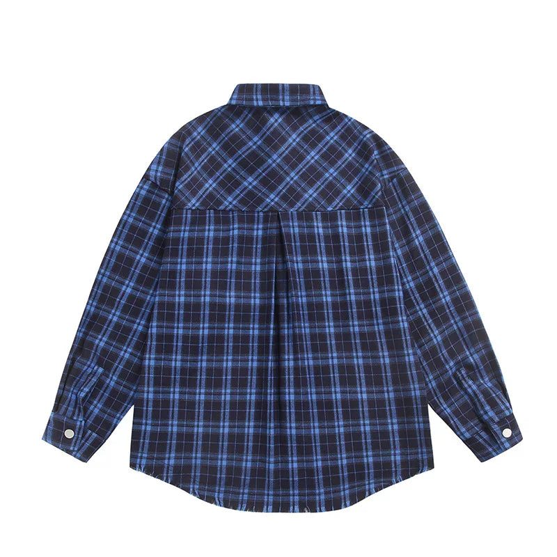 Letter checkered shirt for men and women casual shirt