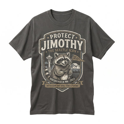 Protect Jimothy At All Costs Seattle Viral Raccoon Funny Round King Vintage Pacific Northwest Wildlife Graphic Unisex TShirt