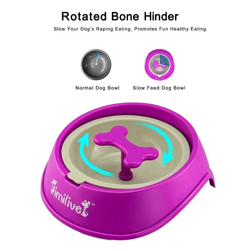 Rotary Anti Choke Pet Feeder dog Slow Eating Drink Bowl Bone Shaped Prevent Gluttony Obesity Anti-skid Pet Supply sport dish