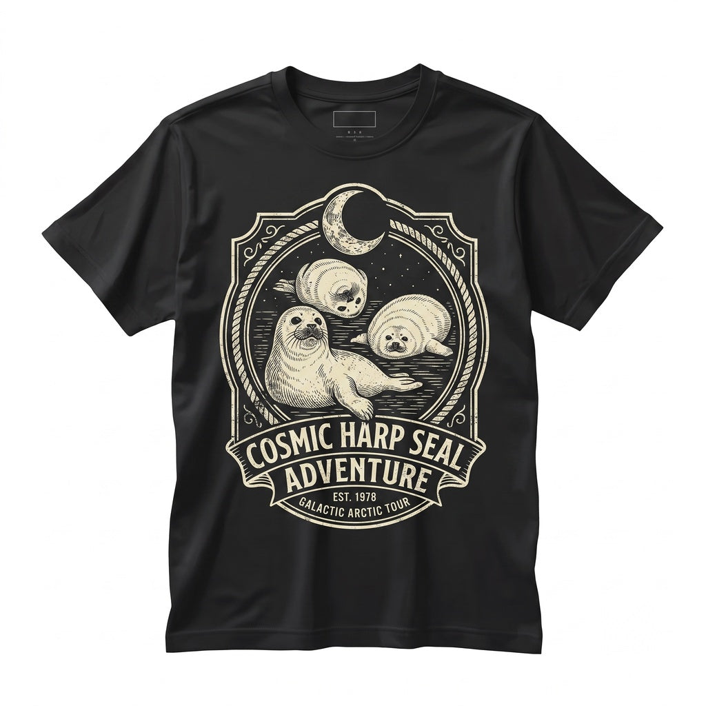 Three Seal Moon Funny 90s Vintage Aesthetic Retro Wildlife Parody Ironic Graphic Gift Unisex TShirt
