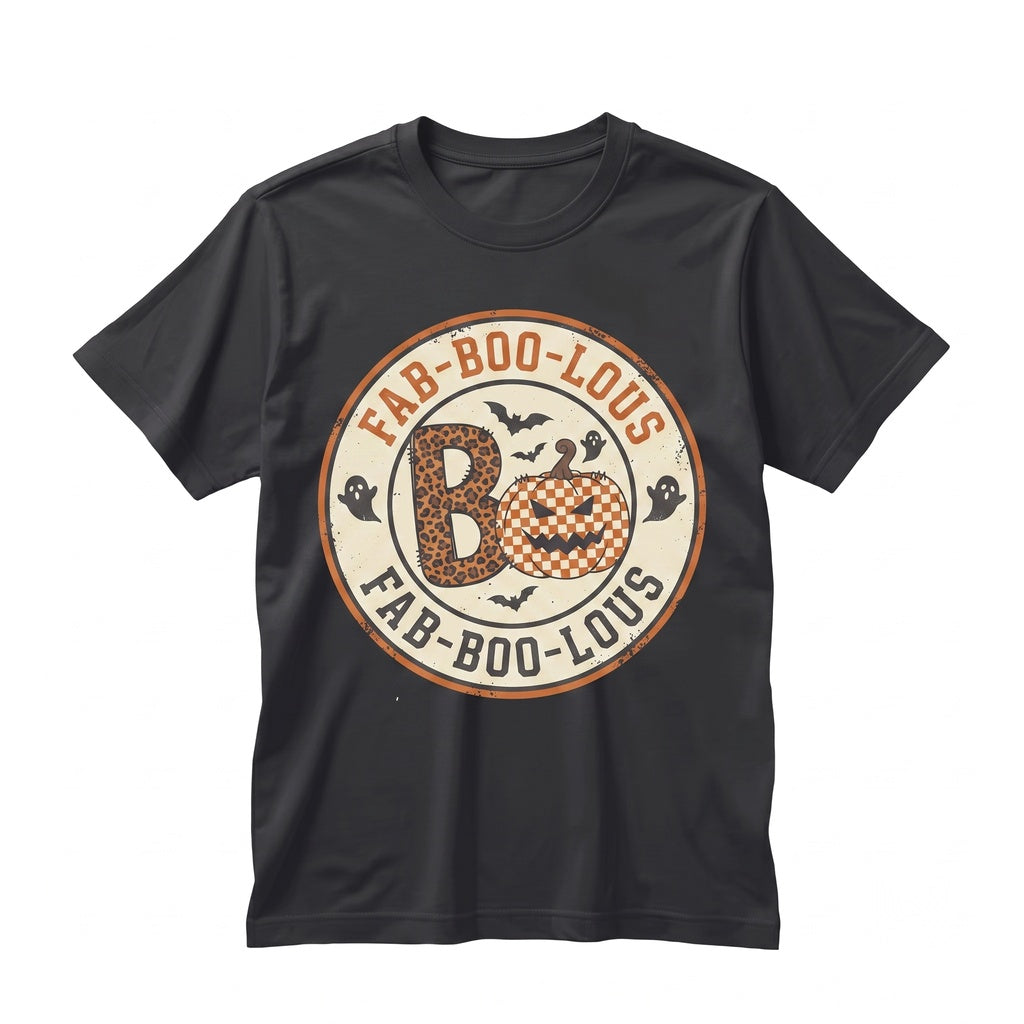 Faboolous Halloween Leopard Ghost Graphic Spooky Pumpkin Fall Apparel Graphic Fa-boo-lous Funny Holiday Top Unisex TShirt