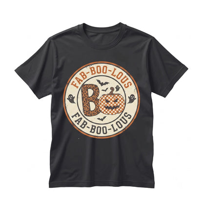 Faboolous Halloween Leopard Ghost Graphic Spooky Pumpkin Fall Apparel Graphic Fa-boo-lous Funny Holiday Top Unisex TShirt