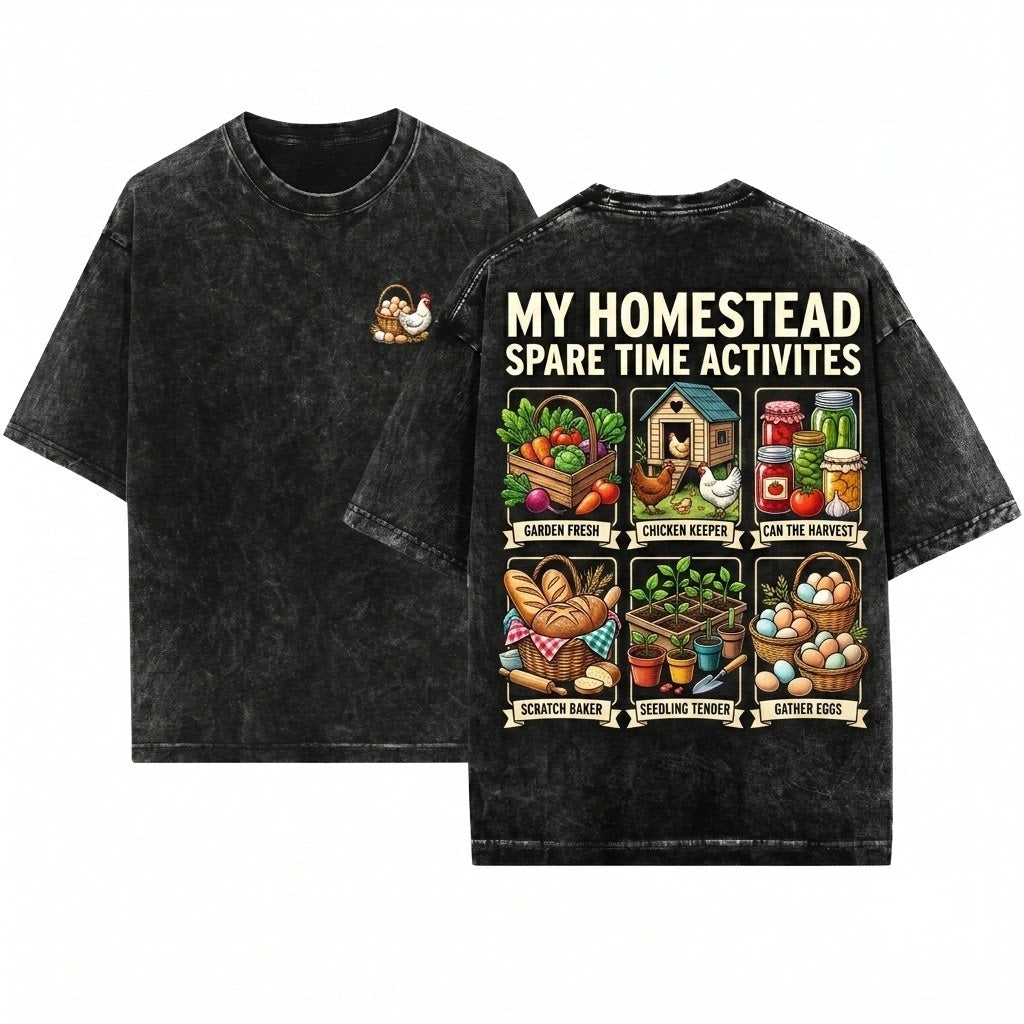 Things I Do In My Spare Time Homesteading Gardening Farmer Chickens Canning Gift Lover Unisex Wash T-Shirt