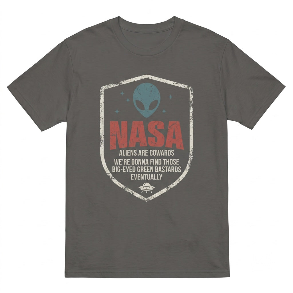 Funny Vintage Space Alien UFO Badge Graphic Sci-Fi Unisex TShirt