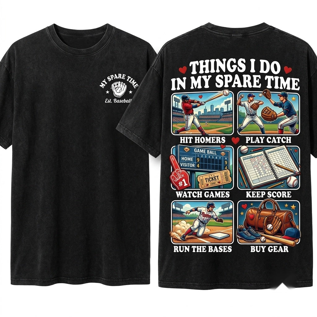 Things I Do In My Spare Time Funny Game Day Sports Lover Dad Player Coach Unisex Wash T-Shirt
