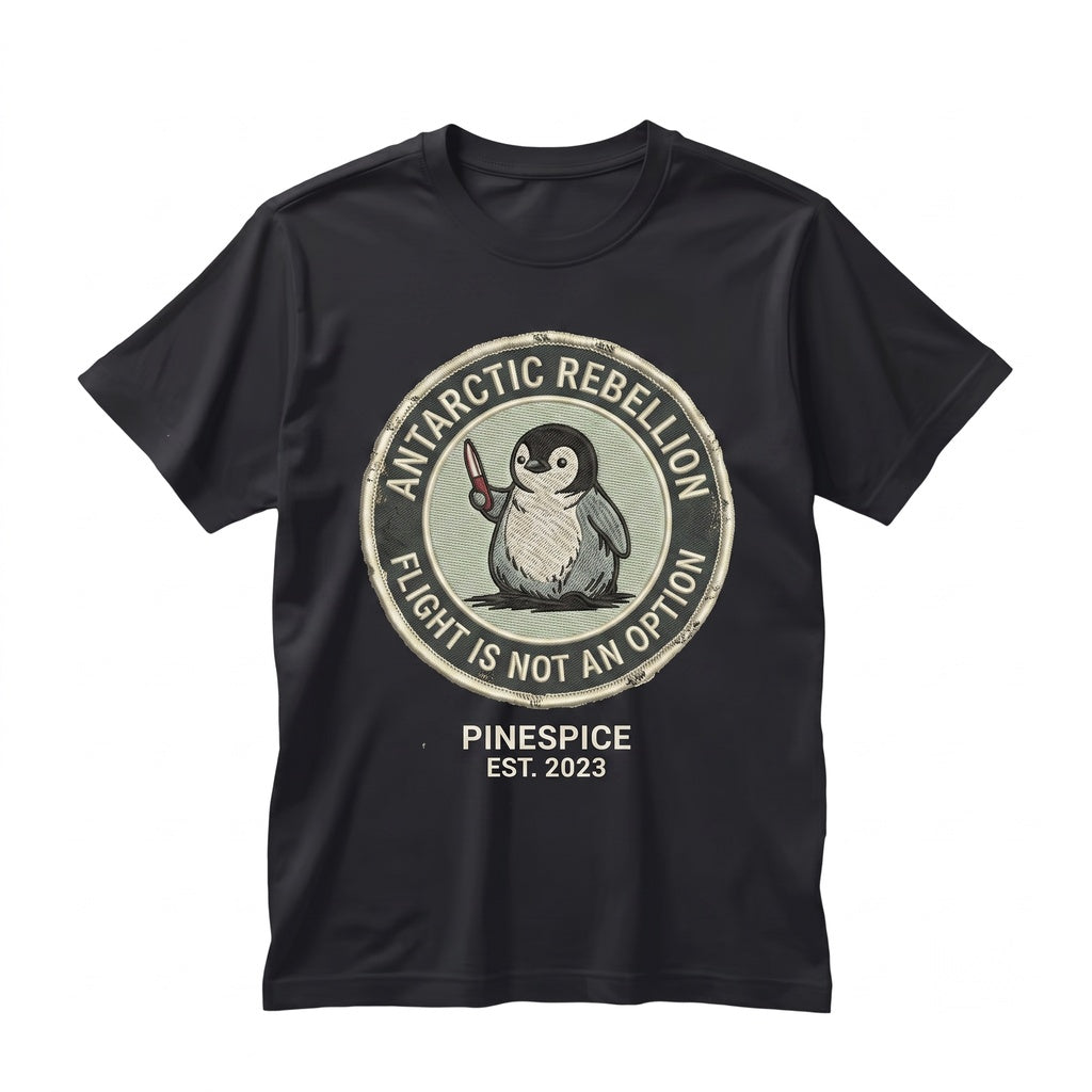 Flight Was Never An Option Embroidered Penguin Graphic Cotton Apparel Unisex TShirt