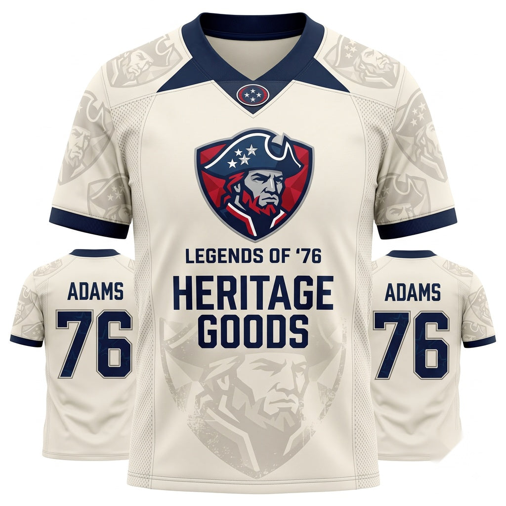 Unisex Game Day Athletic Football Fan Jersey - Stitched Breathable Mesh, Cream