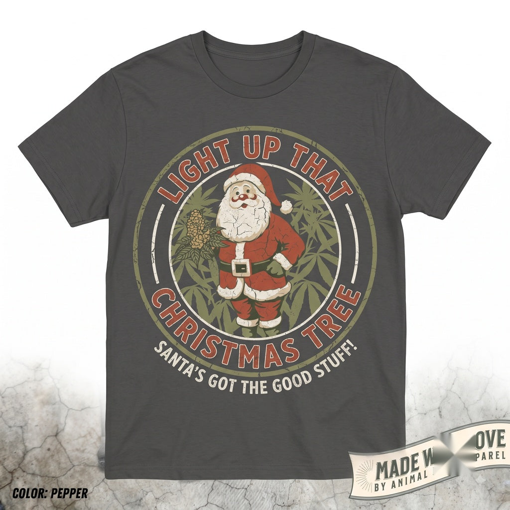 Funny Stoned Santa 420 Weed Christmas Holiday Gift Graphic High Season Stoner Apparel Unisex TShirt
