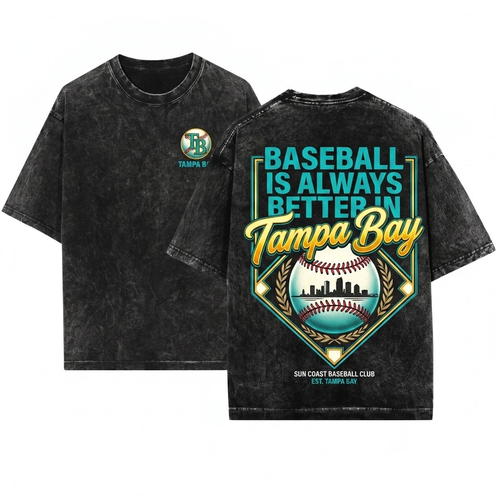 Tampa Bay Baseball Cute Graphic Game Day Unisex Wash T-Shirt