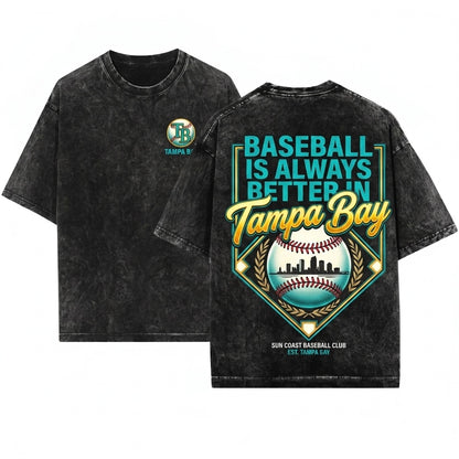 Tampa Bay Baseball Cute Graphic Game Day Unisex Wash T-Shirt