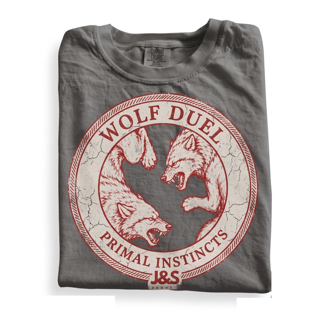 Vintage Japanese Red Wolf Graphic Retro Tattoo Style Minimalist Streetwear Unisex TShirt