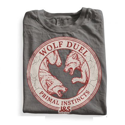 Vintage Japanese Red Wolf Graphic Retro Tattoo Style Minimalist Streetwear Unisex TShirt