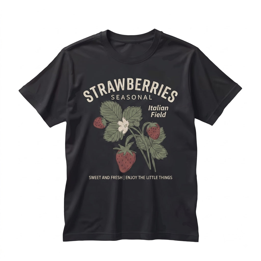 Italian Strawberry Graphic Cotton Fruit Top Vintage Unisex TShirt