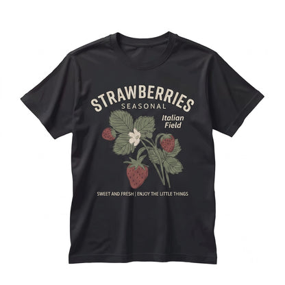 Italian Strawberry Graphic Cotton Fruit Top Vintage Unisex TShirt