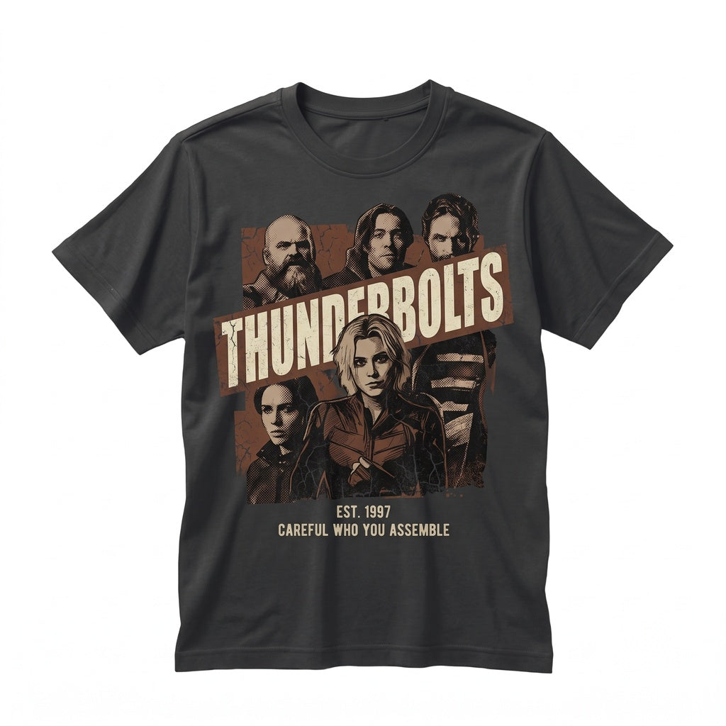 Vintage Oversized Thunderbolts Yelena Belova Bucky Barnes Winter Soldier Retro Superhero Graphic Unisex TShirt