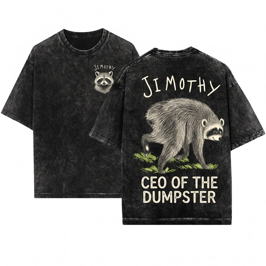Famous Seattle Jimothy Raccoon Hand Drawn Trash Panda Short King Viral Unisex Wash T-Shirt