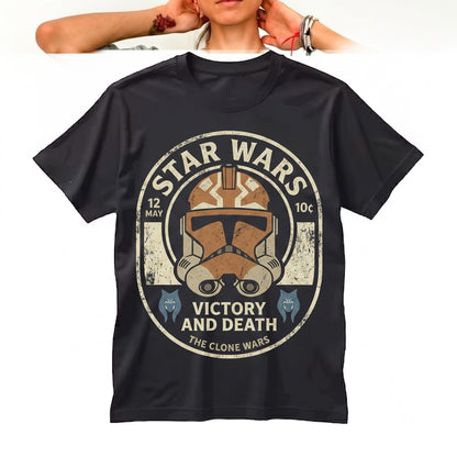 Vintage Victory and Death Galactic Clone Trooper Helmet Ahsoka Fan Theme Park Vacation Graphic Unisex TShirt