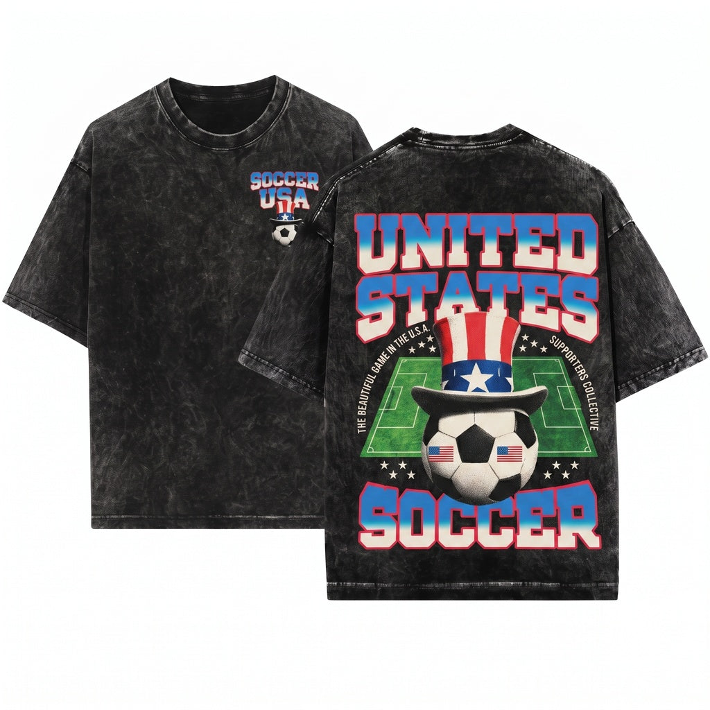 Vintage 80s 90s Retro USA Soccer Cup Graphic American Sports Tournament Unisex Wash T-Shirt