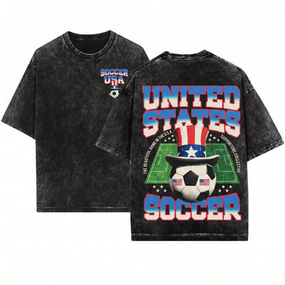 Vintage 80s 90s Retro USA Soccer Cup Graphic American Sports Tournament Unisex Wash T-Shirt