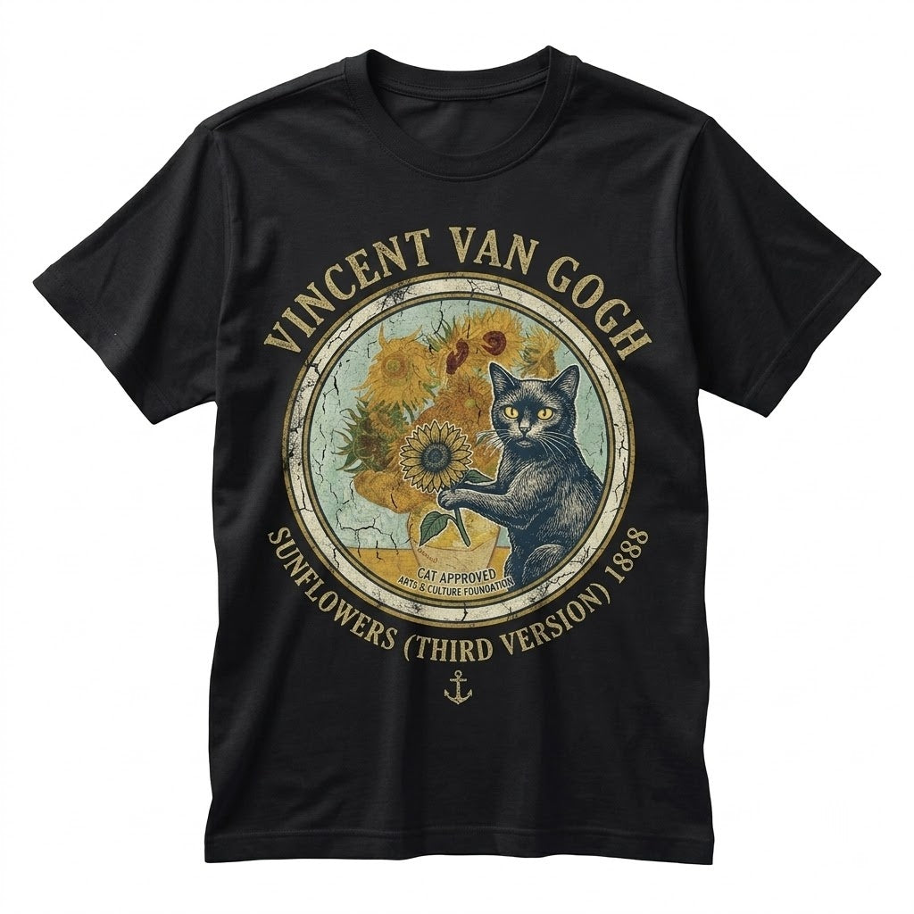 Funny Van Gogh Black Cat Art Meme Kitty Lover Gift Graphic Unisex TShirt