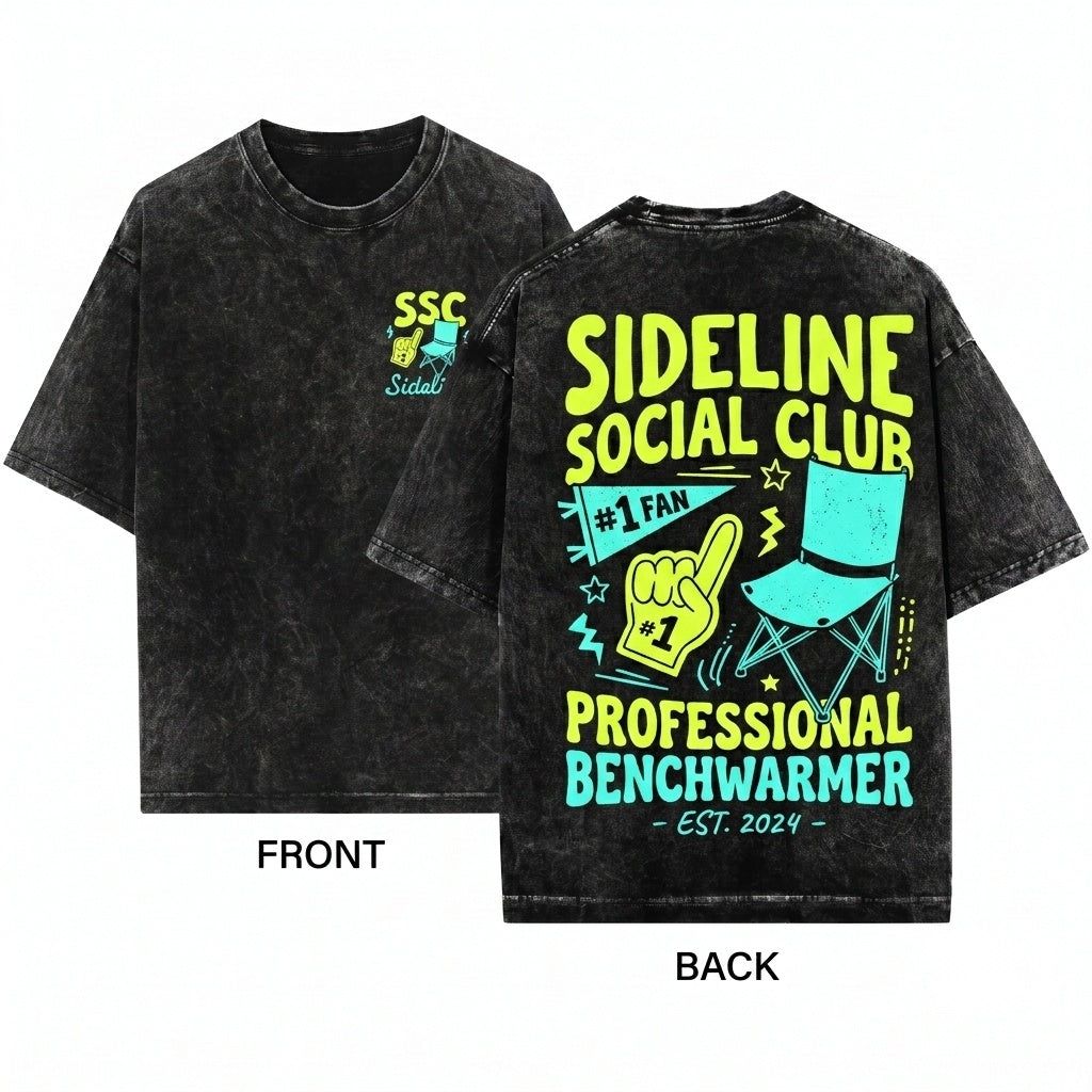 Sideline Social Club Baseball Mom Game Day Sports Mama Soccer Softball Football Season Gameday Unisex Wash T-Shirt