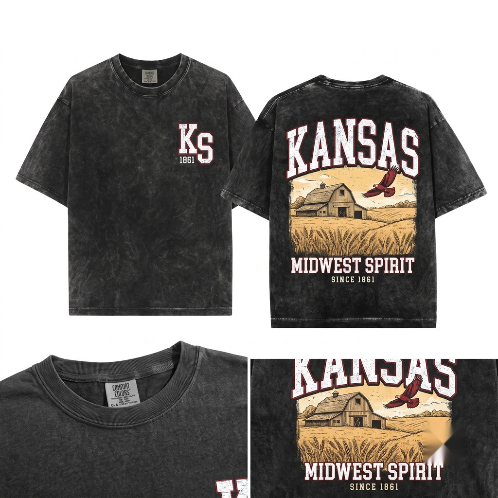 Kansas Football Game Day Tailgate Fan Apparel Vintage Unisex Wash T-Shirt