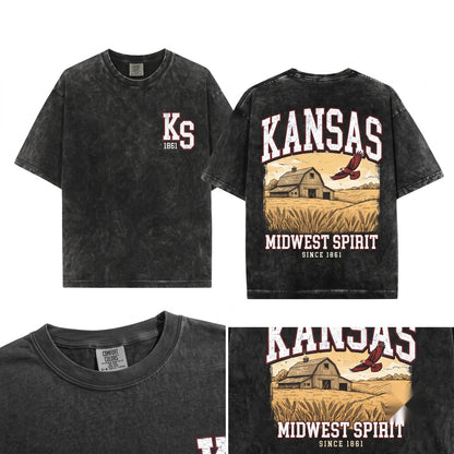 Kansas Football Game Day Tailgate Fan Apparel Vintage Unisex Wash T-Shirt