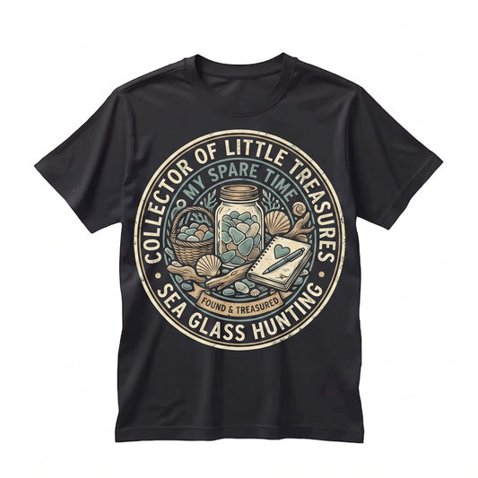 Beachcombing Sea Glass Collector Gift, Coastal Cottagecore Aesthetic, Distressed Graphic Unisex TShirt