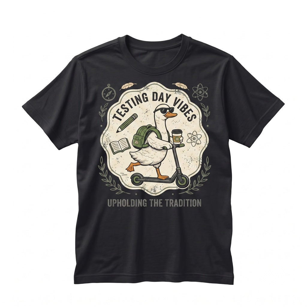 Off To Uphold The Testing Day Vibes Funny Goose Teacher School Team Graphic Unisex TShirt